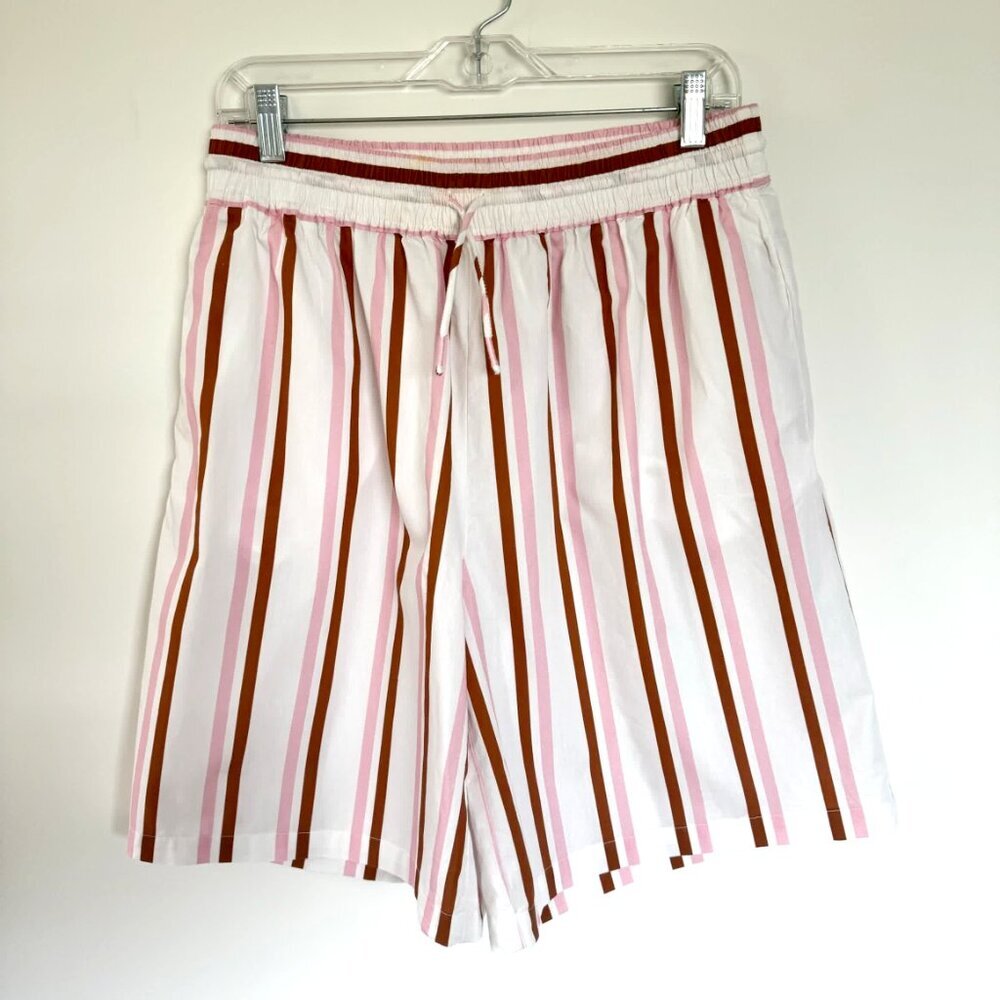 Anthropologie Boxy Elastic Shorts Pink/Red Vacation Stripes Size S